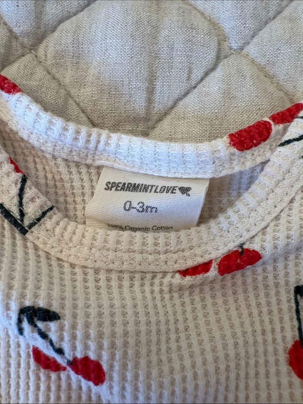 Long-Sleeve Cherry Print Baby Sleep Sack - White with Red Cherries